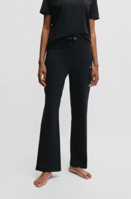 Pyjama-Hose aus Stretch-Baumwolle mit Logo-Detail, Schwarz