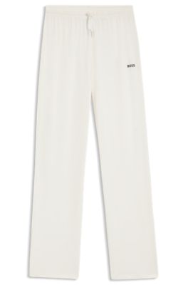 Stretch-cotton pyjama bottoms with logo detail, White