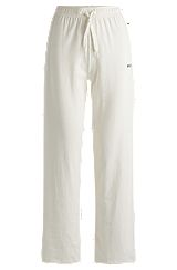 Pantalones de pijama en algodón elástico con logo estampado y cordón en la cintura, Blanco