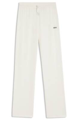 Drawstring pyjama bottoms in stretch cotton with logo detail 1