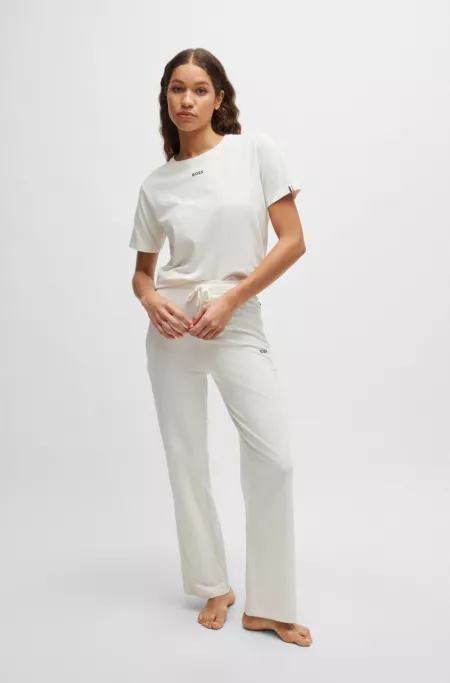 Stretch-cotton pyjama bottoms with logo details