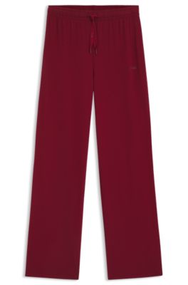 Stretch-cotton pyjama bottoms with logo detail, Dark Red