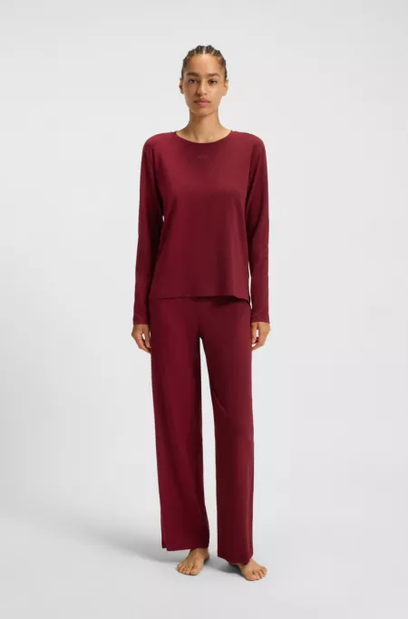 Stretch-cotton pyjama bottoms with logo details