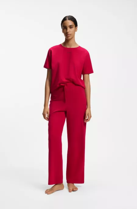 Drawstring pyjama bottoms in stretch cotton with logo detail