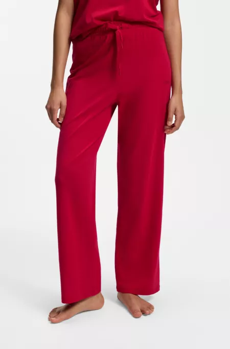 Drawstring pyjama bottoms in stretch cotton with logo detail