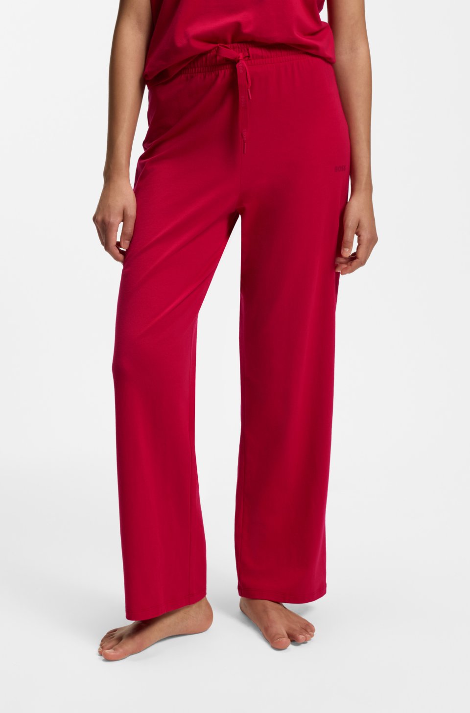 Drawstring pyjama bottoms in stretch cotton with logo detail