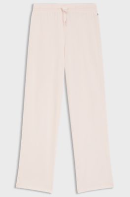 Drawstring pyjama bottoms in stretch cotton with logo detail, Light Pink