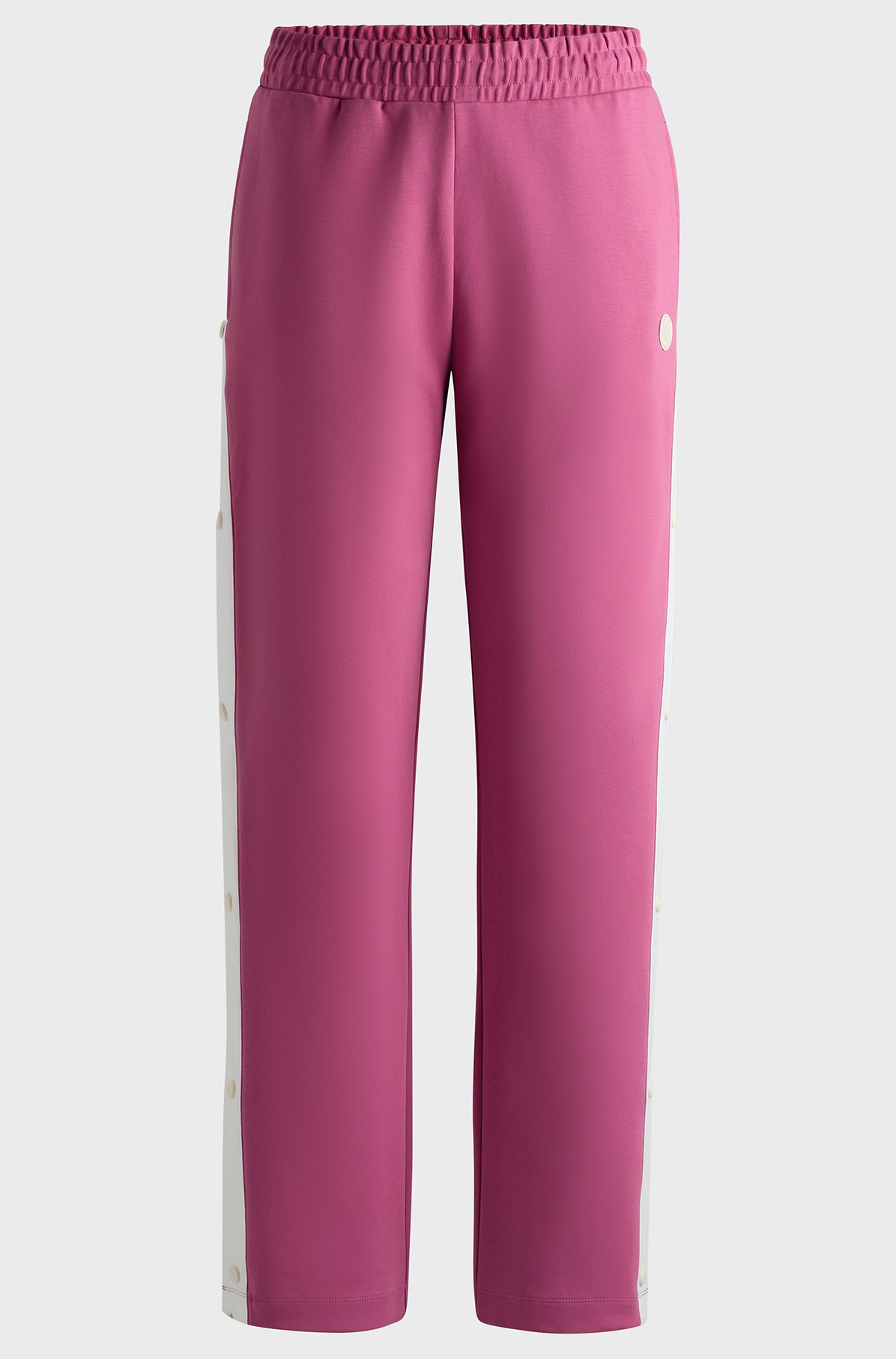 Stretch-cotton tracksuit bottoms with side tape, Pink