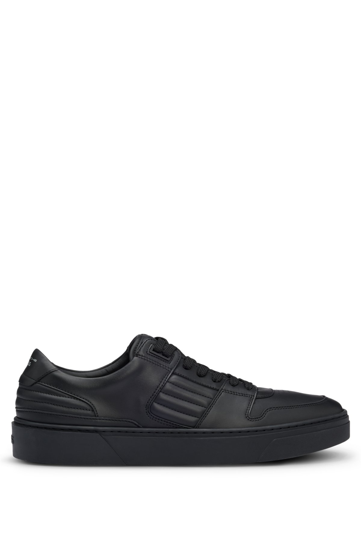 Porsche x BOSS leather trainers with padded details, Black