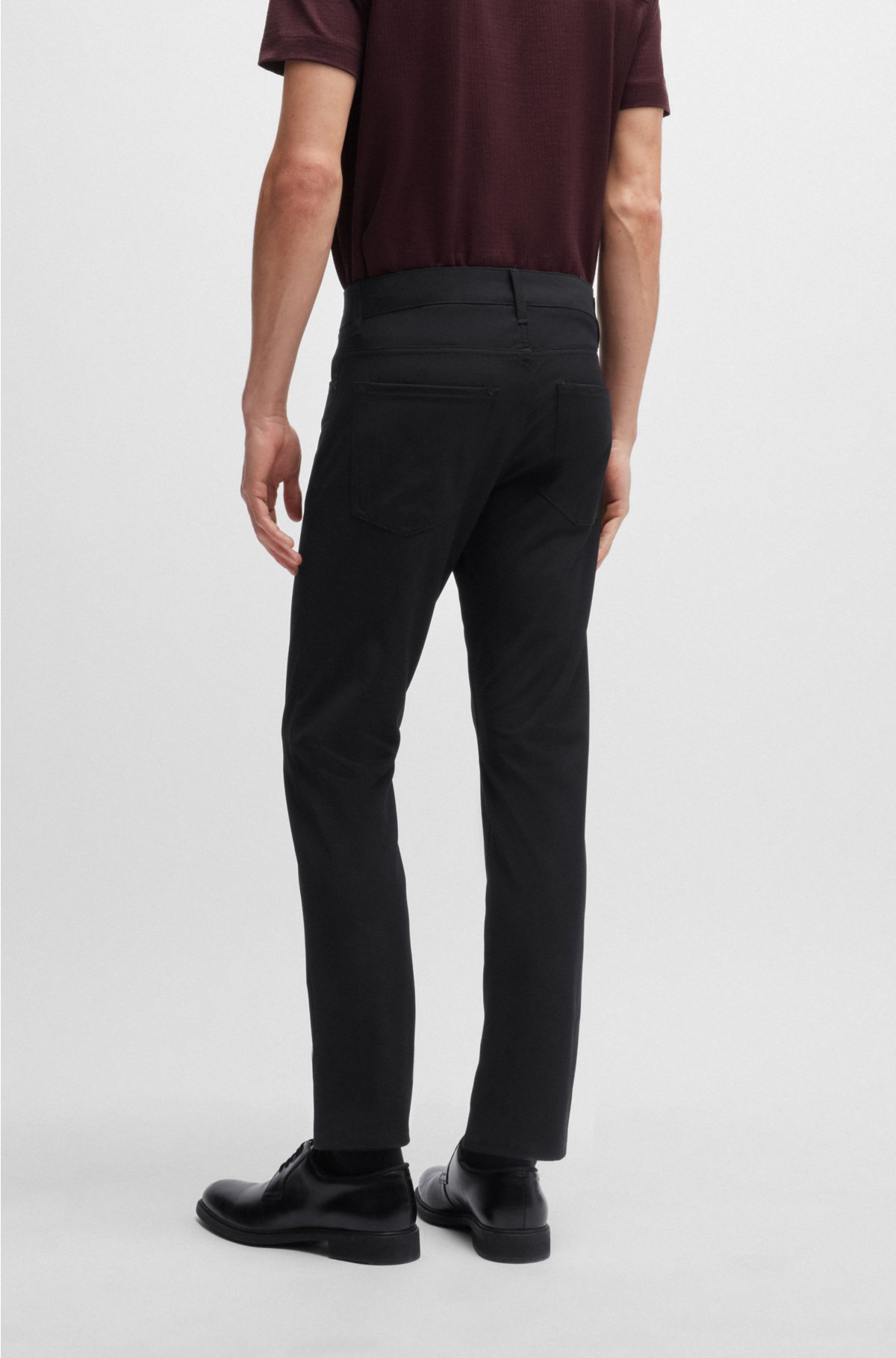 Slim-fit jeans in woven stretch material, Black
