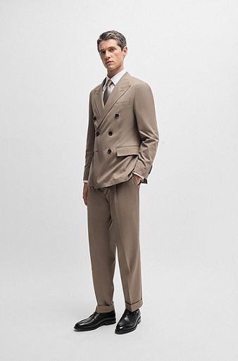 Slim-fit suit in stretch cotton with cashmere, Light Green