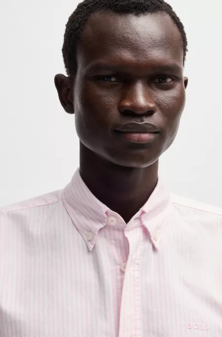Slim-fit shirt in striped Oxford cotton