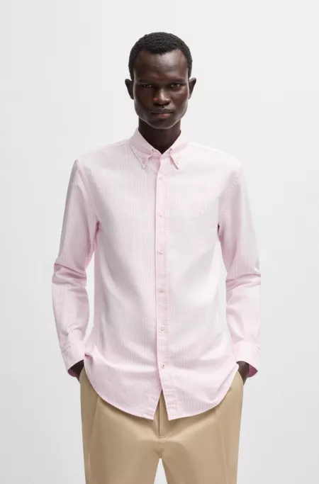 Slim-fit shirt in striped Oxford cotton