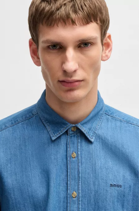 Regular-fit shirt in blue denim