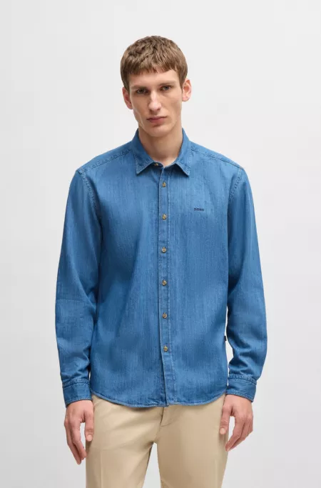 Regular-fit shirt in blue denim