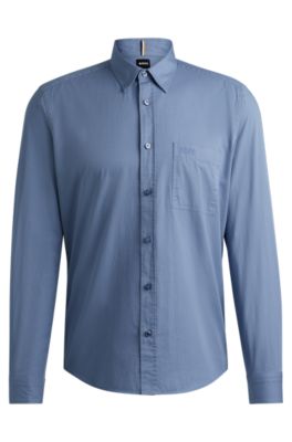 BOSS - レギュラーフィットシャツ ウォッシュド コットンツイル 