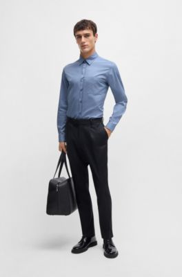 BOSS - レギュラーフィットシャツ ウォッシュド コットンツイル 