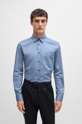 BOSS - レギュラーフィットシャツ ウォッシュド コットンツイル 