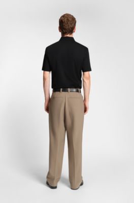 Polo en coton merceris&eacute; &agrave; double monogramme, Noir