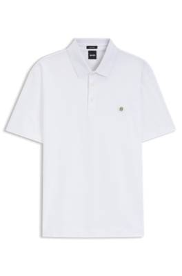 Mercerised-cotton polo shirt with double monogram 1
