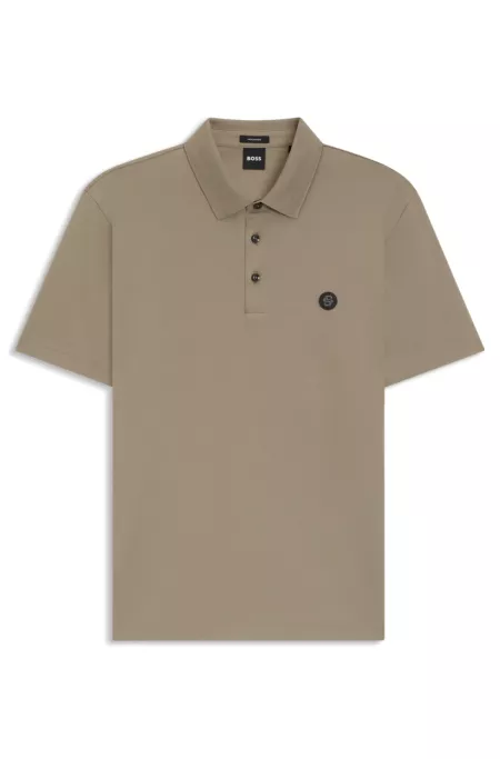 Mercerised-cotton polo shirt with double monogram