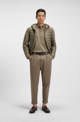 Mercerised-cotton polo shirt with double monogram, Light Brown