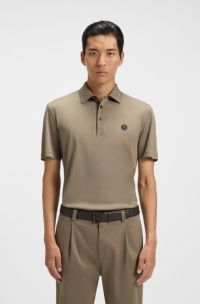 Polo en coton mercerisé à double monogramme, Brun chiné