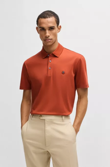 Mercerised-cotton polo shirt with double monogram