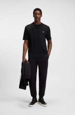 T-shirt regular fit in cotone con monogramma Double B, Nero