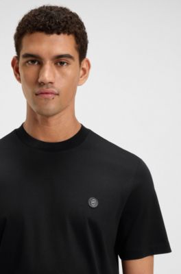 レギュラーフィットTシャツ コットン Double Bモノグラム, ブラック