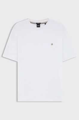 Regular-fit T-shirt in cotton with Double B monogram, White