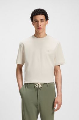 T-shirt Regular en coton avec monogramme Double&nbsp;B, Naturel