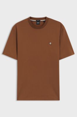 Regular-fit T-shirt in cotton with Double B monogram, Brown