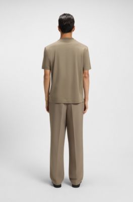 T-shirt regular fit in cotone con monogramma Double B, Marrone chiaro