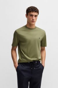 Regular-fit T-shirt in cotton with Double B monogram, Khaki