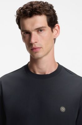 Regular-fit T-shirt in cotton with Double B monogram, Dark Blue