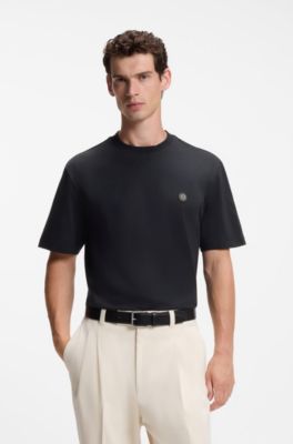 Regular-fit T-shirt in cotton with Double B monogram, Dark Blue