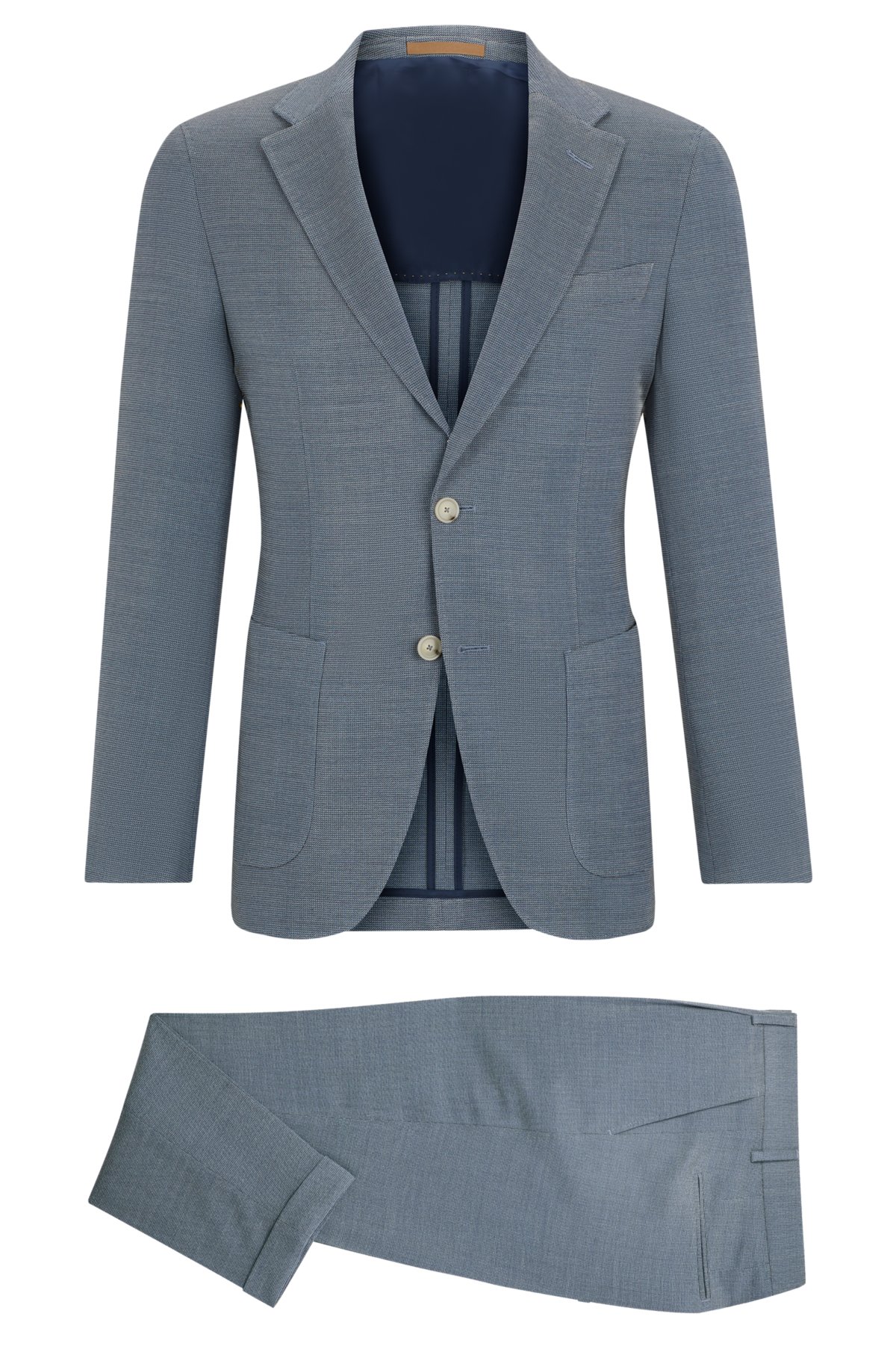 Slim-fit suit in a micro-patterned wool blend, Light Blue