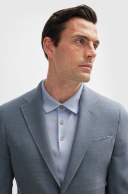 BOSS - Slim-fit suit in a micro-patterned wool blend 