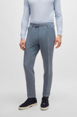 BOSS - Slim-fit suit in a micro-patterned wool blend 