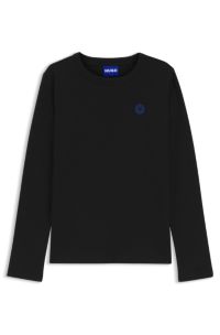 Haut en jersey de coton avec badge logot&eacute; Happy HUGO, Noir