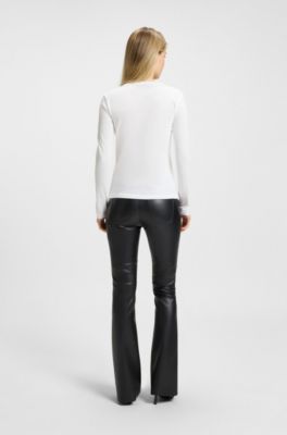 Cotton-jersey top with Happy HUGO logo badge, White