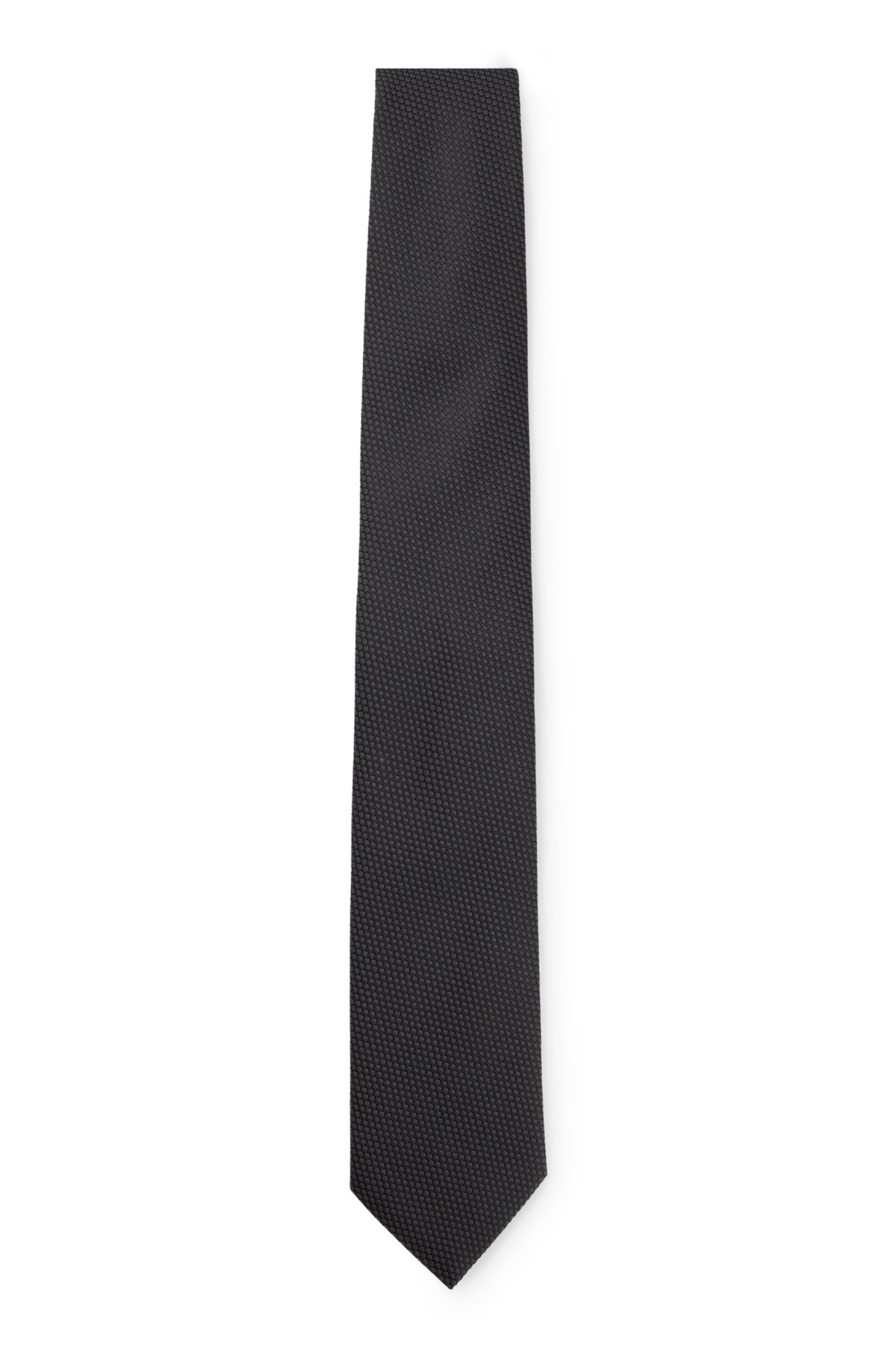 Silk-blend tie with all-over micro pattern, Black
