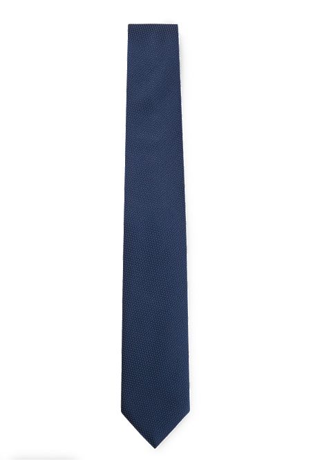 Silk-blend tie with all-over micro pattern, Dark Blue