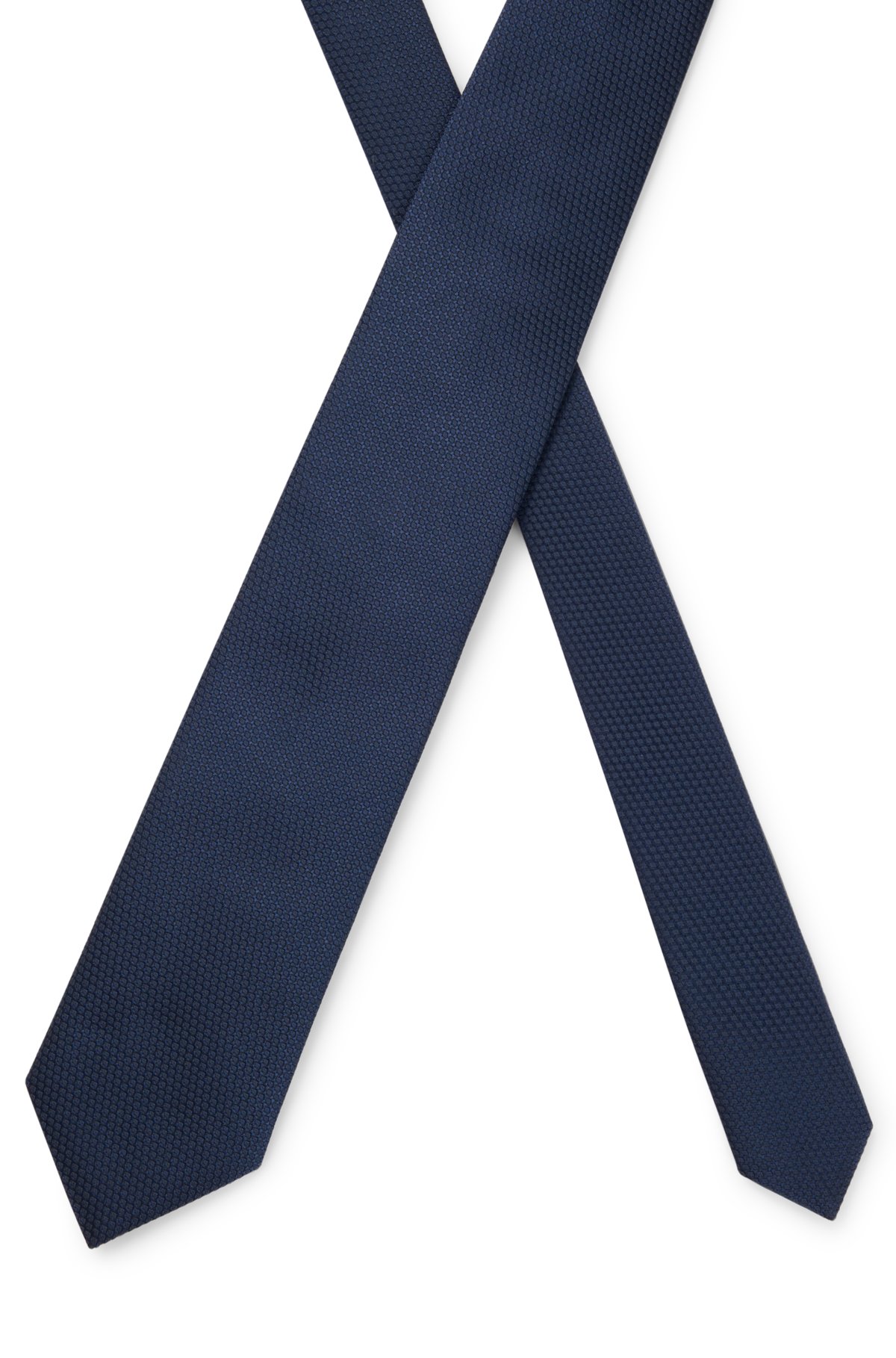 Silk-blend tie with all-over micro pattern, Dark Blue