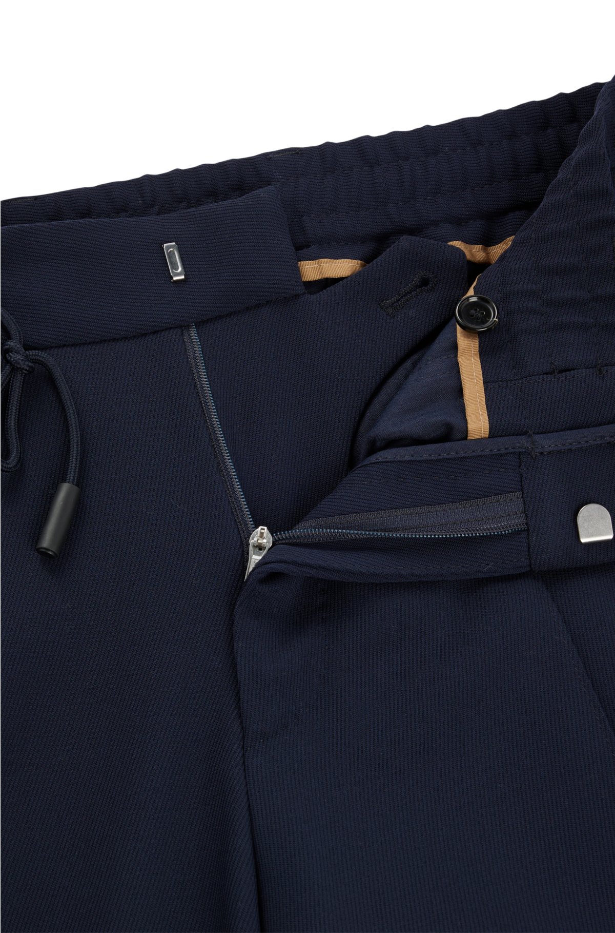 Slim-fit trousers in stretch virgin wool, Dark Blue