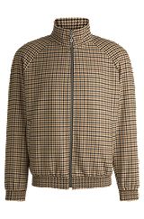 Modern-fit jacket in houndstooth stretch material, Dark Brown