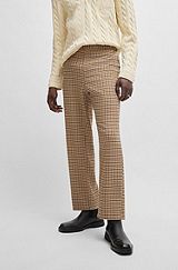 Modern-fit trousers in houndstooth stretch material, Dark Brown