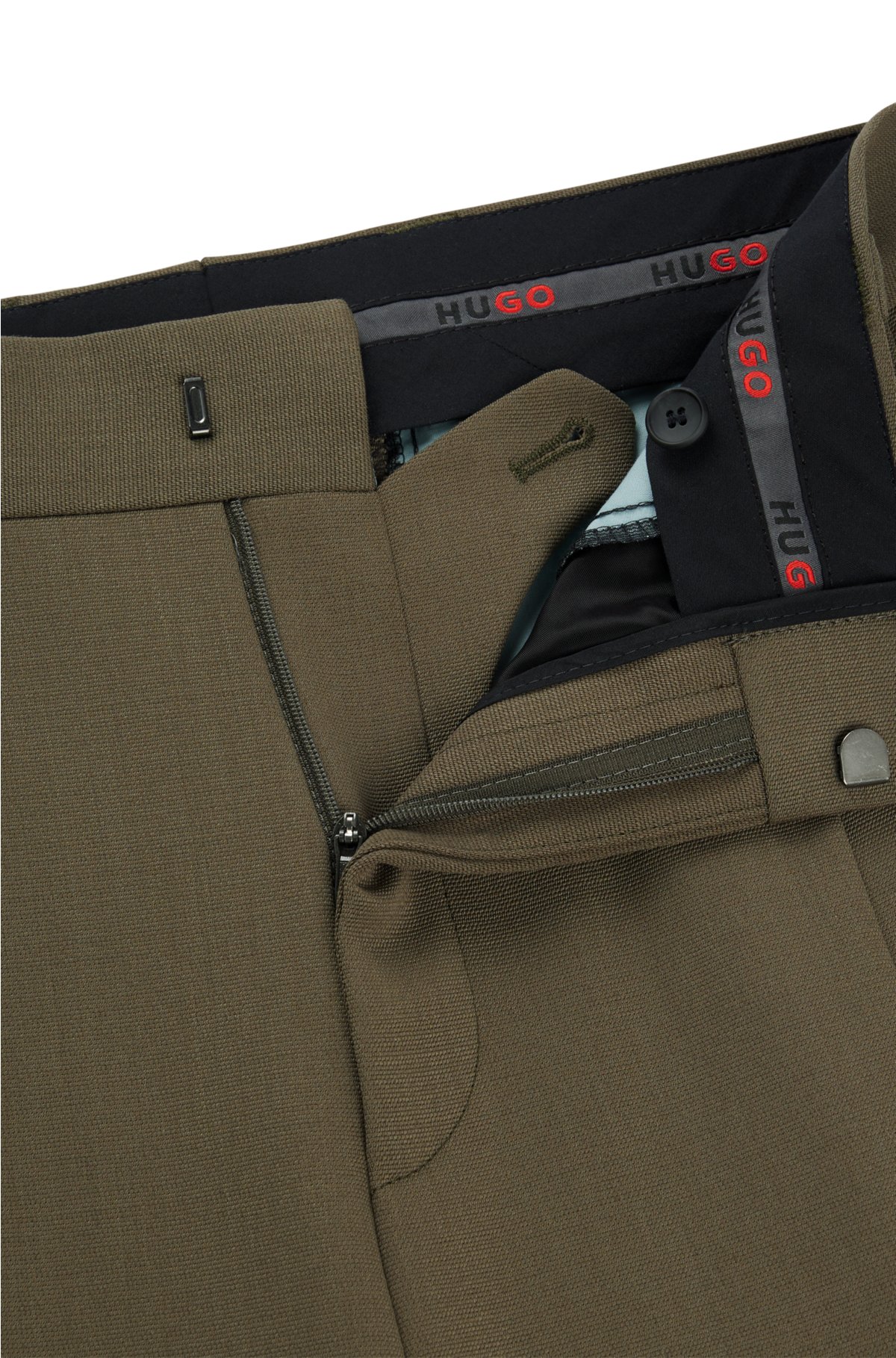 Tailored trousers in a stretch-wool blend, Khaki