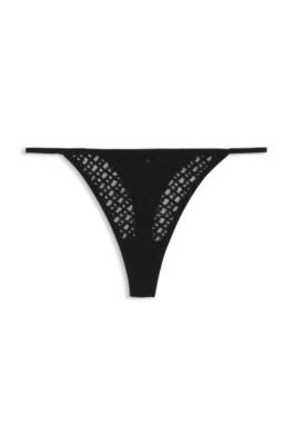 Monogram-lace thong with logo trim 1